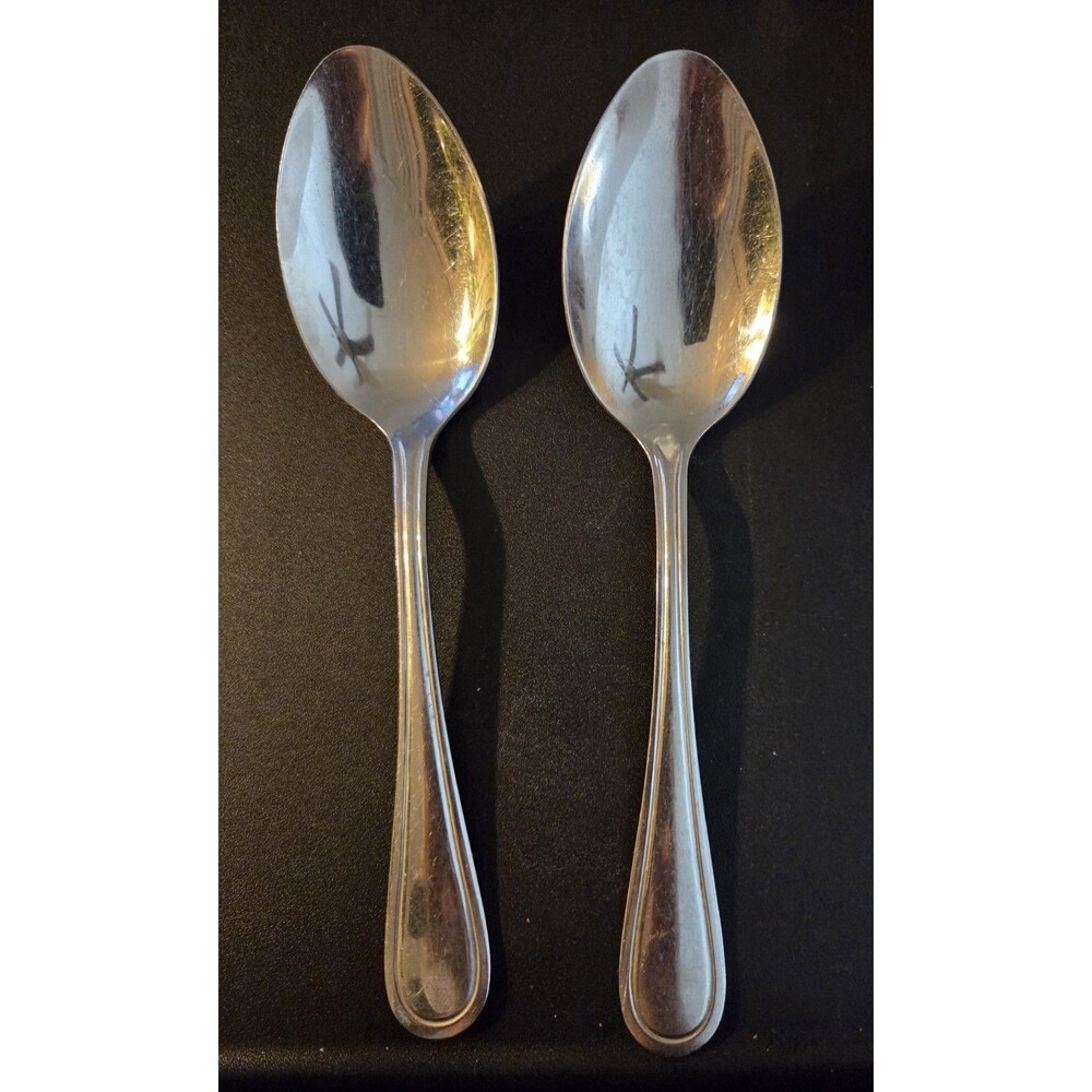 2 ONEIDA, NEW RIM Stainless Steel Flatware Serving Spoons